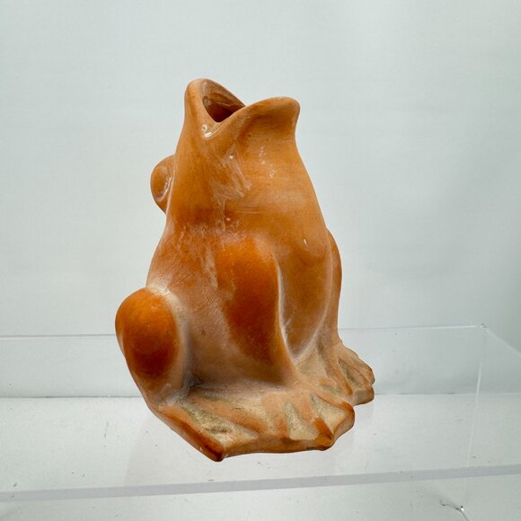 Terracotta Frog Pottery Figurine with 3 Mini Gardening Tools Clay Sculpture Gard - Picture 4 of 10